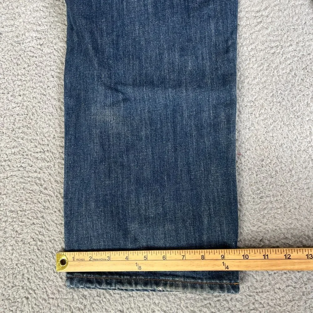 EDDIE BAUER Flannel Lined Jeans Mens 34x32 Blue Relaxed Red Plaid Outdoor Cowboy